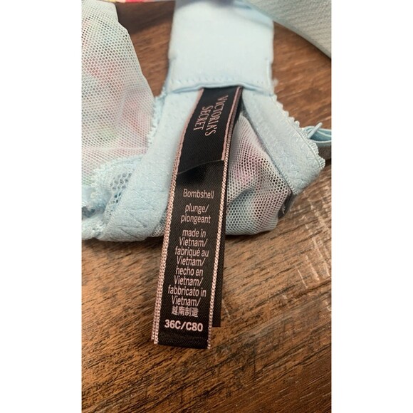 Victorias Secret 36C Bra Floral Bombshell Plunge Padded Underwire Bling Straps - Picture 4 of 4